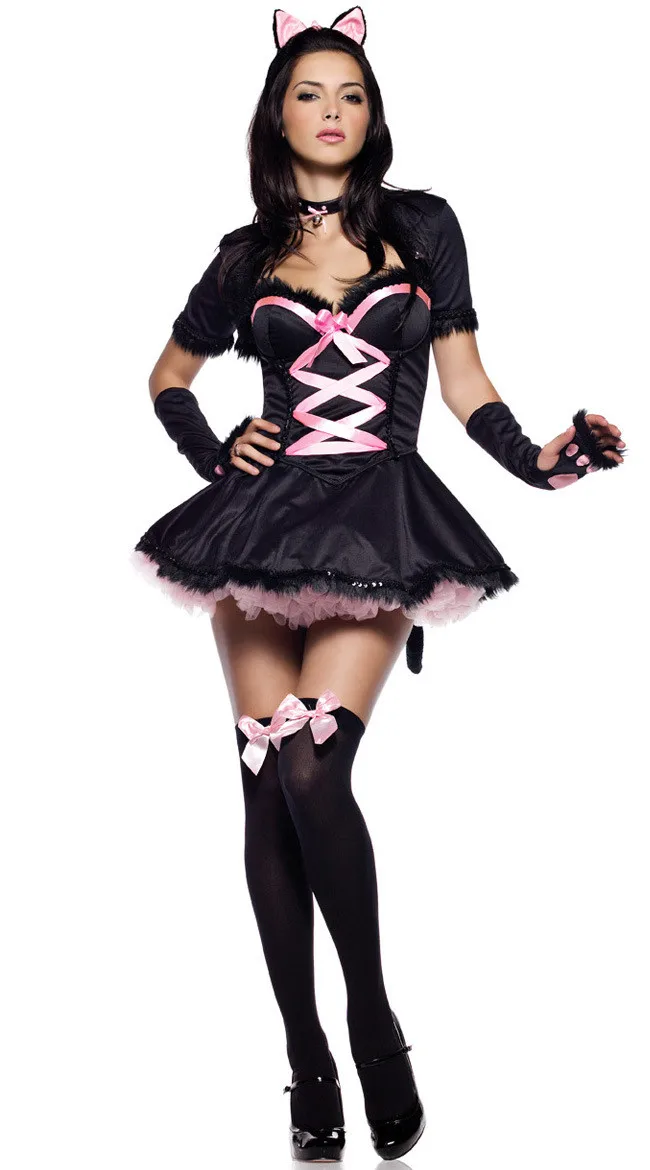 Déguisement Lapine Noire Sexy – Robe, Oreilles, Gants et Cape – photo 2