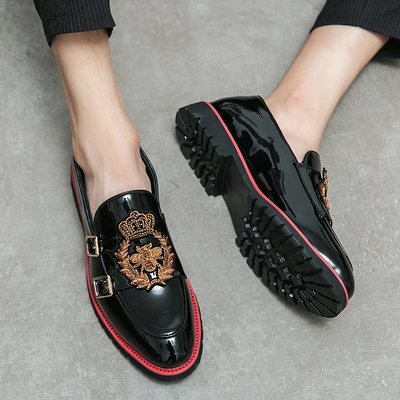 New Fashion Men Shoes Black Spliced Embroidery High Quality Lefu Shoes Casual Business Comfort Shoes 38-48 Men Shoes