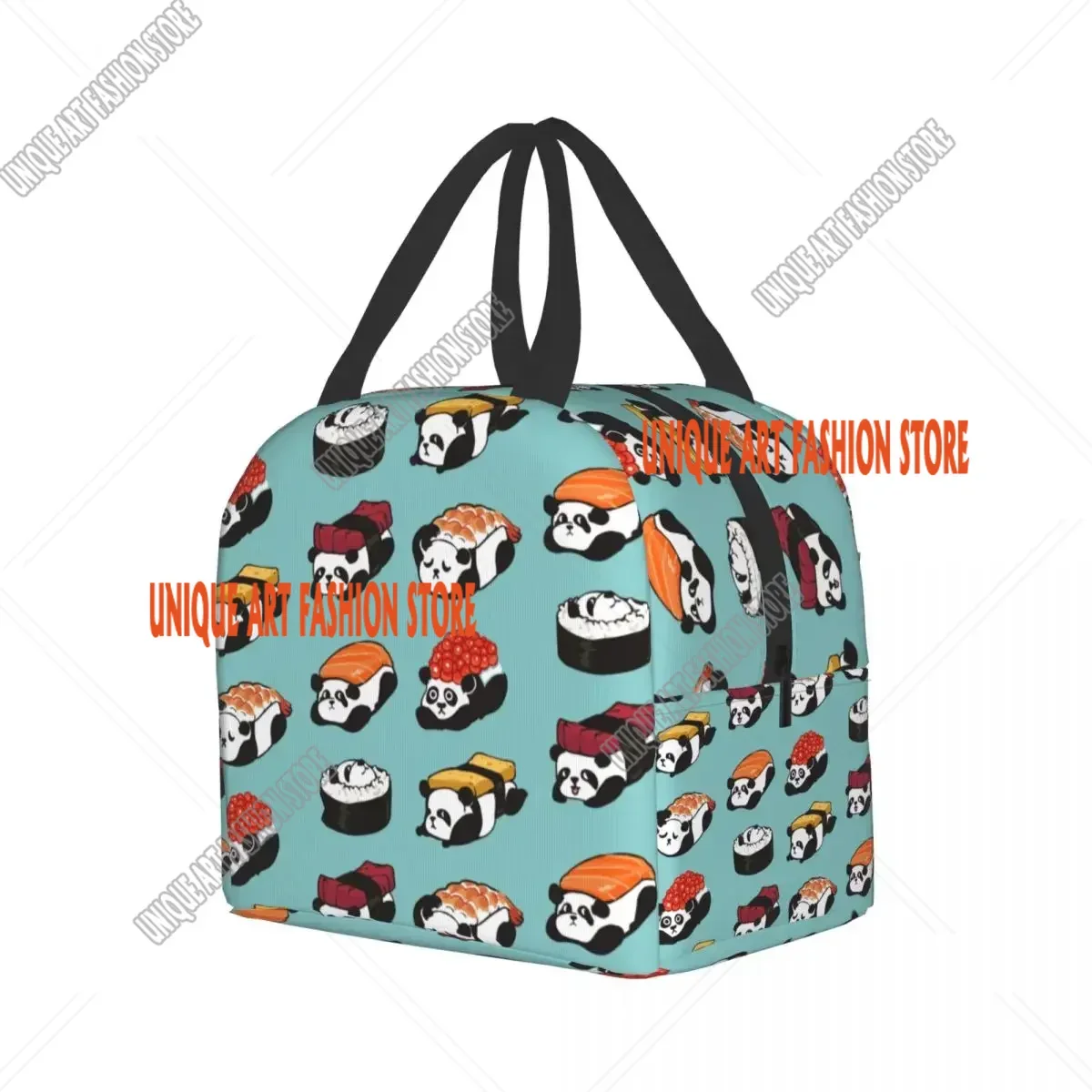 Sushi Panda Thermal Insulated Lunch Bag Cartoon Japanese Food Resuable Lunch Box Tote for Women Kids School Picnic Storage Bag