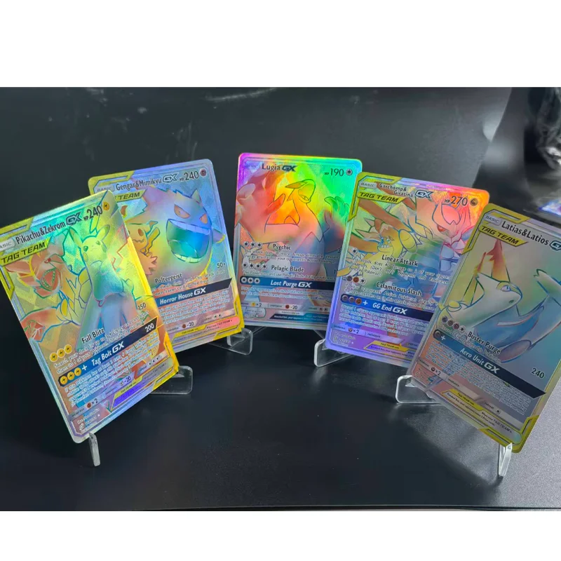 

Карты Pkm Diy Ptcg, английская версия, бирка Team Reshiram Rayquaza Sylveon Mimikyu Leafeon Latios Latios Pikachu Zekrom Giratina Gx