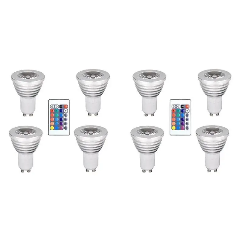 【comely】-8-ampoules-gu10-et-1-telecommande-avec-fonction-de-memoire-4-modes-d'eclairage-dynamiques-projecteur-17-couleurs-variables