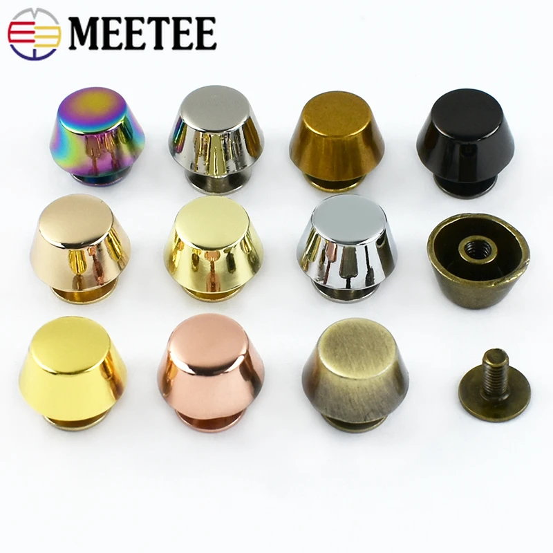 Meetee 10-50Pcs Metal Bag Rivet Screw Buckles Handbag Bottom Protecting Feet Nail Bucket Flat Studs Bag Purse DIY Leather Craft