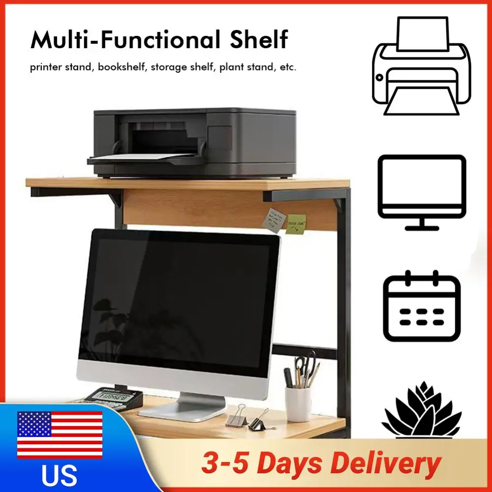 

Двухуровневая настольная подставка для монитора и принтера, органайзер для хранения принтеров, настольных компьютеров, ноутбуков и мониторов