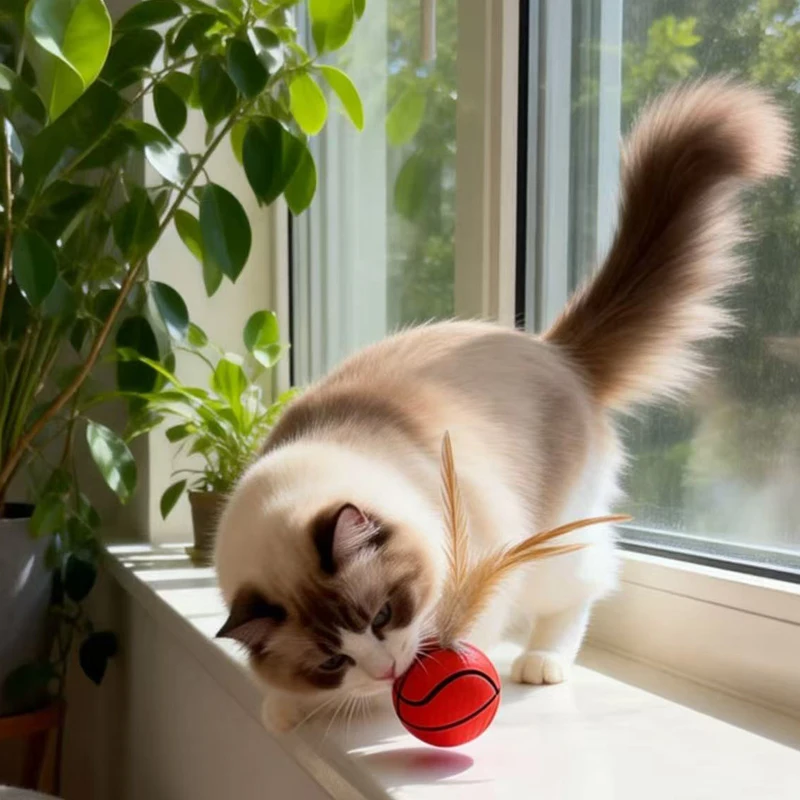 1 Stück Interaktives Katzenspielzeug Elastischer Ball mit Feder Katzenspielball Haustier-Neckspielzeug Indoor-Katzenspiel Trainings-Fänger Haustierspielzeug