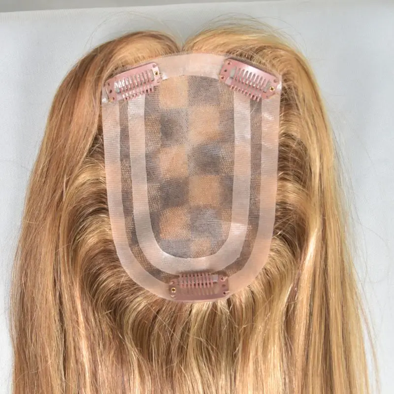 شعر بشري ريمي بني طبيعي مع قاعدة دانتيل أحادية مقاس 14 بوصة - وصلات شعر للنساء