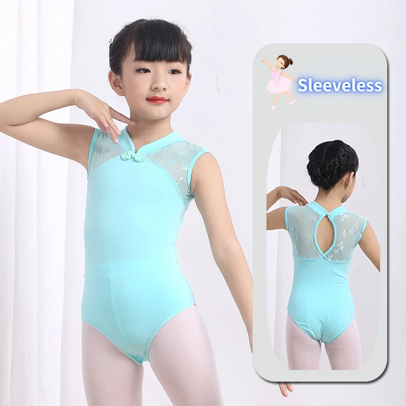 Cute Child Baby Dancewear Ballet Leotard Tops Backless V-neck Bodysuit Gymnastics Dancer Performance Costumes