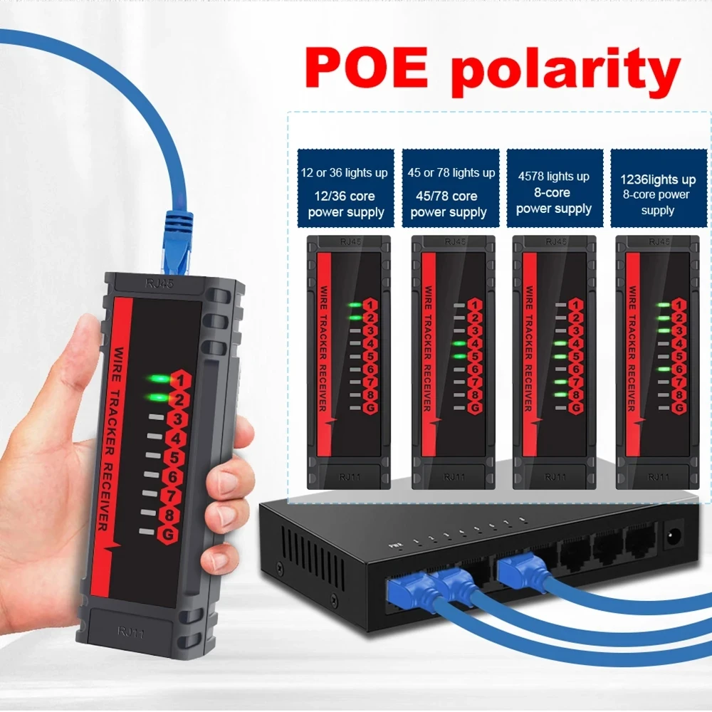 TOOLTOP ET605 Network Cable Tester POE QC LAN Cable Pairing Check Scan Cable Wiremap Cable Tester Tool Network Repair Detection