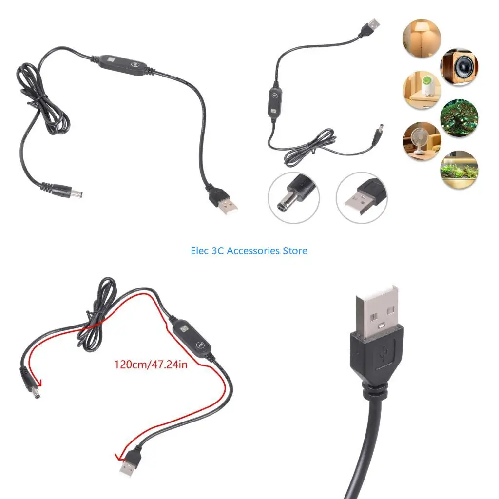 Y51A USB To DC5525mm 5V9V12V Output Supply Wire Featuring Digital Power Display Cord