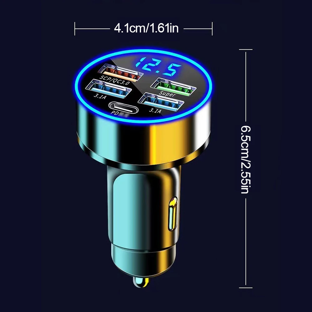 5포트 USB 고속 차량용 충전기 QC3.0 고속 차량용 충전기 어댑터 iPhone Android용 라이터 충전기