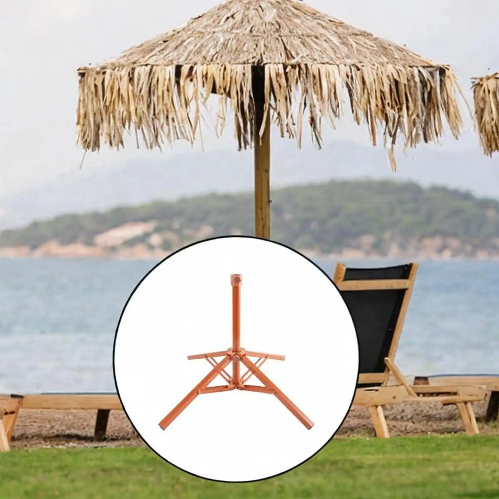 

Beach Umbrella Stand Folding Heavy Duty Portable Sun Umbrella Triangle Base Parasol Base for Deck Home Backyard Balcony Pond