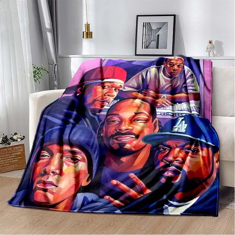 3D Vintage Hip Hop Star Portrait Flannel Blanket Ultra Soft Throw Blanket Sofa Bed All Season Bedspread Home Decor Fans Gift