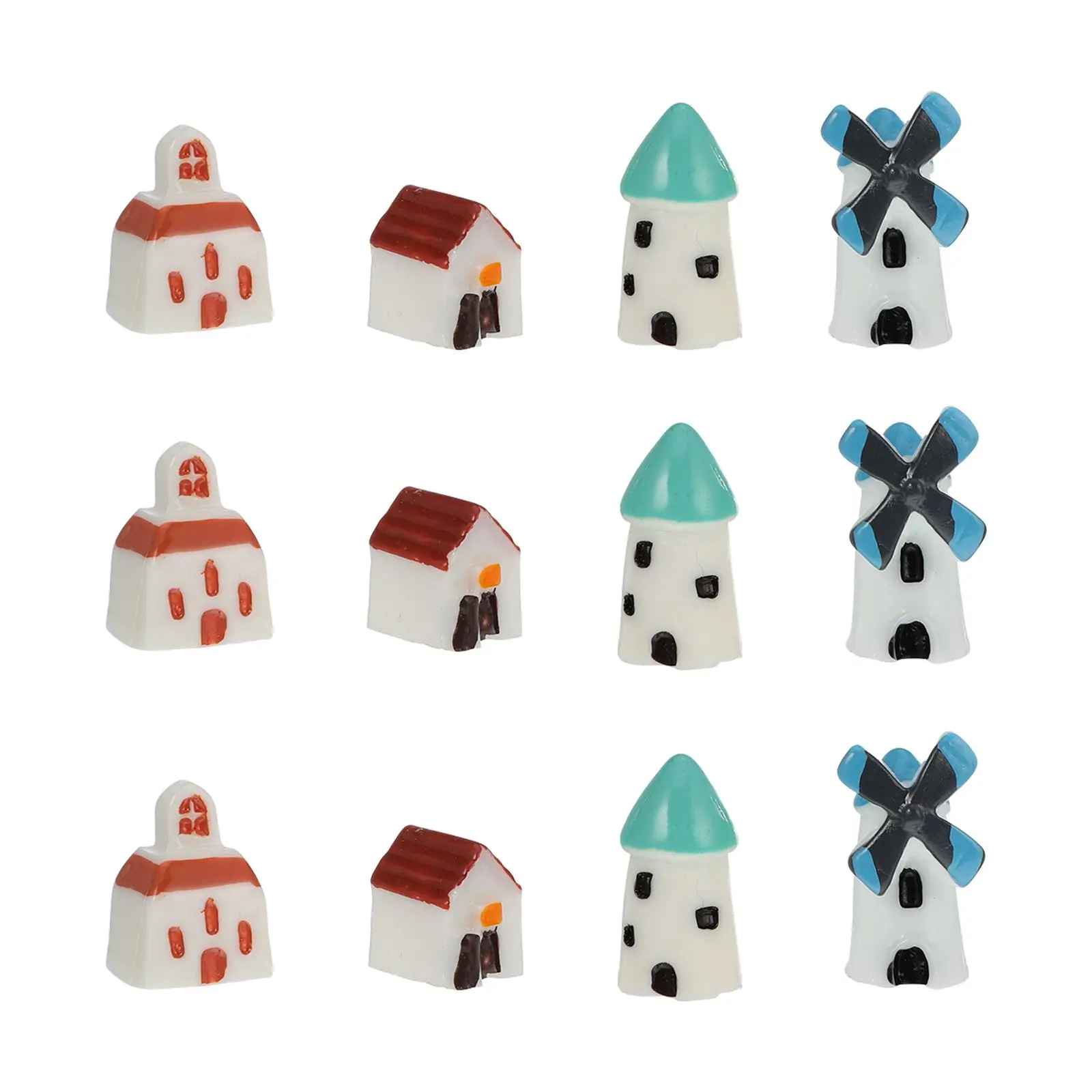 

12 Pcs House Model Windmill Figurines Miniature Windmill Resin Crafts Micro L Adornment Garden Desktop Decor