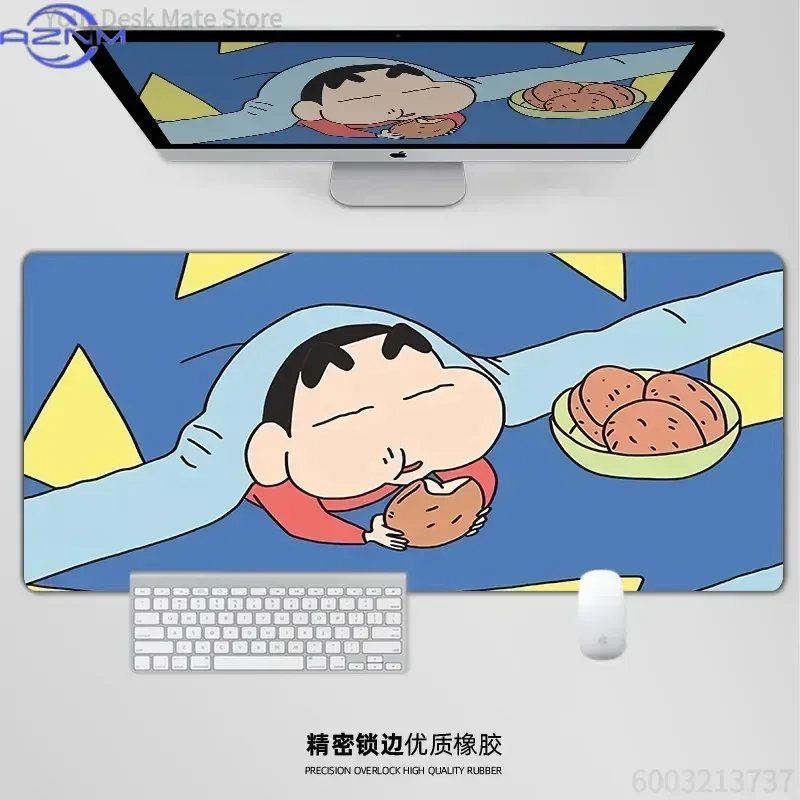 Cute Cartoon Little Boy Enjoying Snacks Blue Background Mouse Pad Rubber Non Slip Gaming Desk Mat for Computer Laptop Office Use