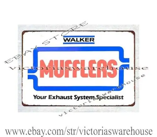 1p,garage Walker Mufflers exhaust system specialist automotive metal tin sign
