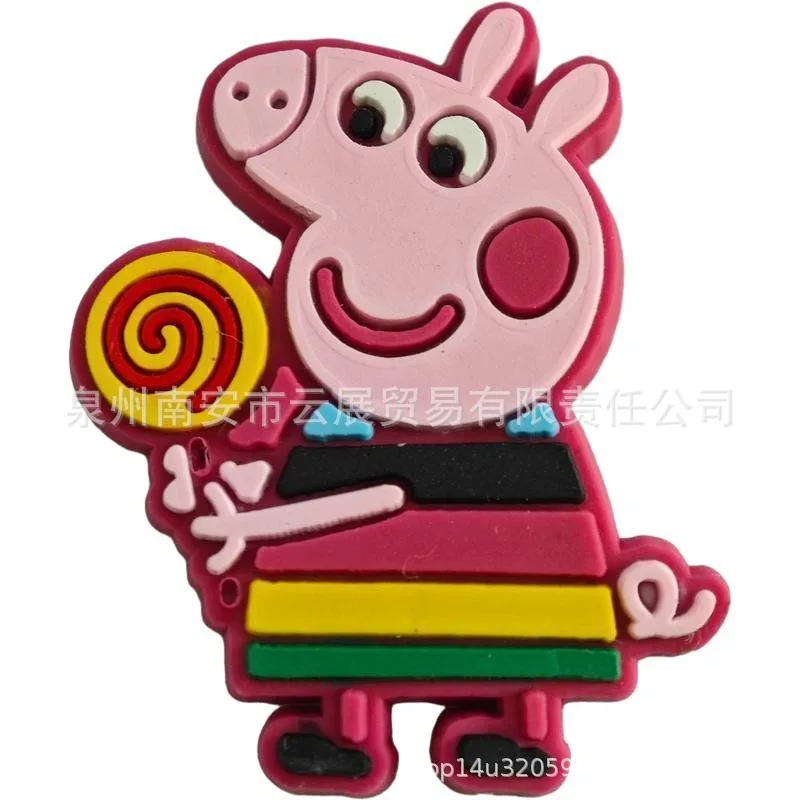 Peppa Pig-zapatos de PVC con hebilla de 10 piezas, decoración de zapatos de flores, Festival, fiesta, desmontable, regalo de cumpleaños para niños