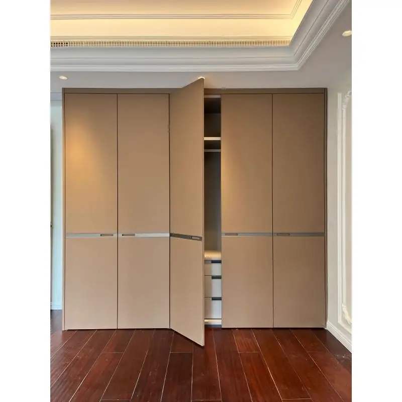 Wood Grain Color Large Size Aluminum Alloy Wardrobe Moisture Proof Fire Resistant Bedroom Storage Cabinet Strong Storage Closet