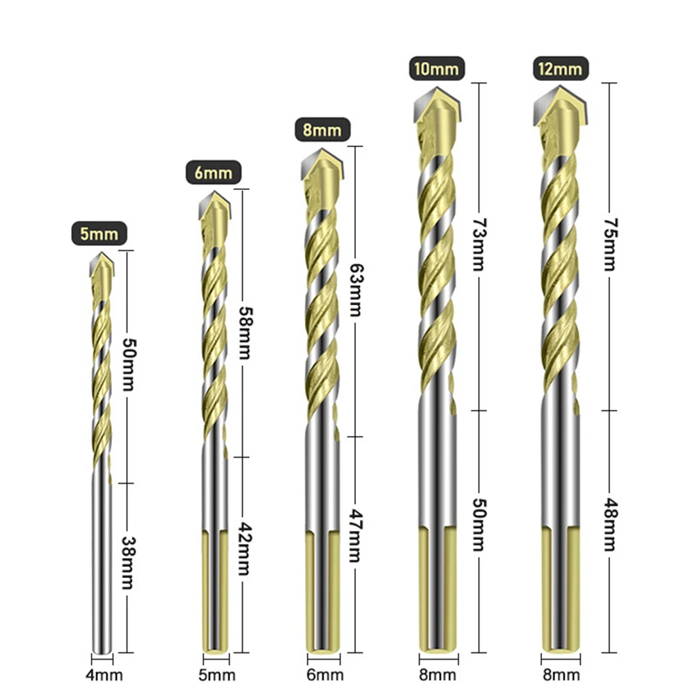 Exquisite Carbide Tip Drill Bit Drill Bit Tile Wood Metal 5/6/8/10/12mm Carbide Ceramic Concrete Multifunctional