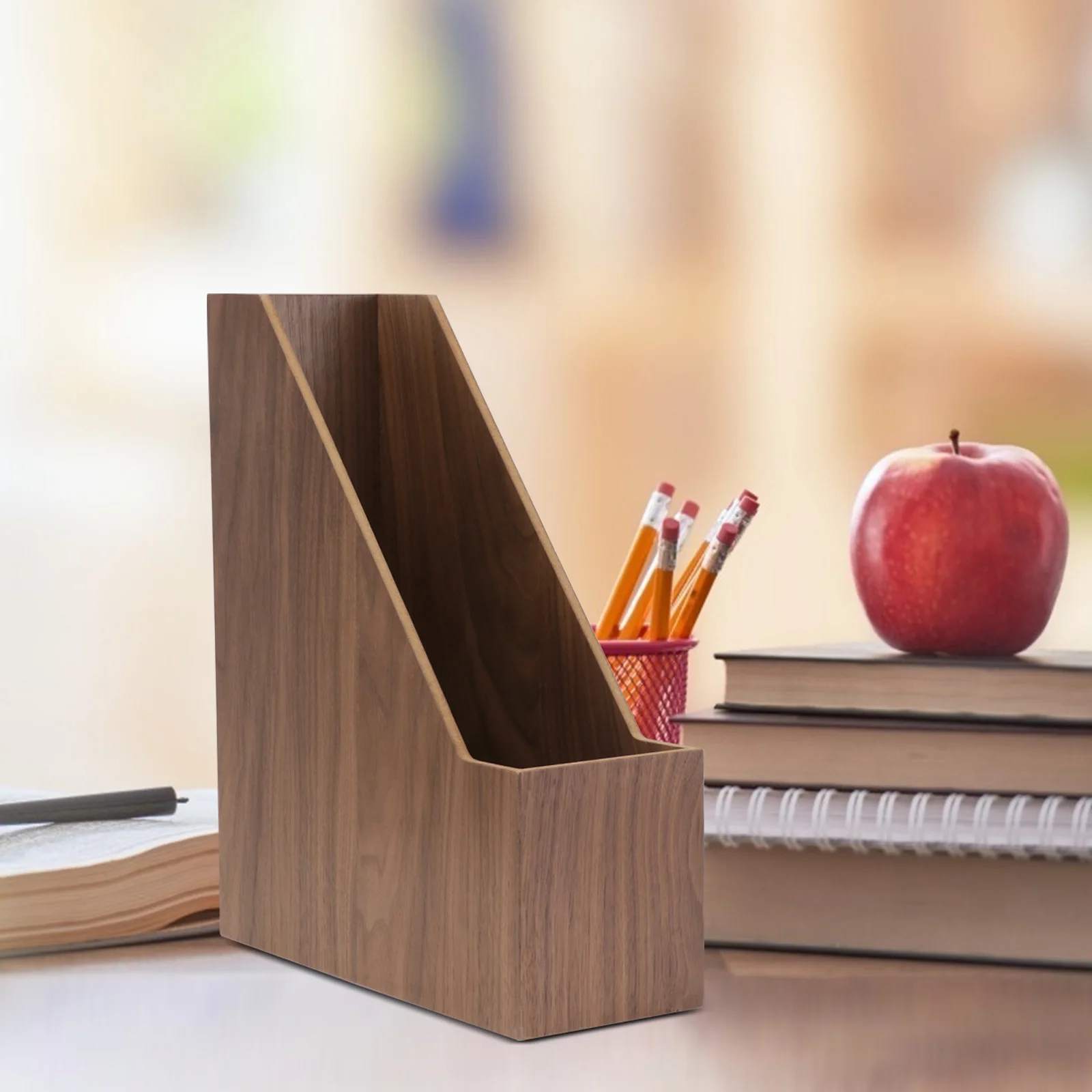 

Wooden Storage Box Large Capacity Walnut File Organizer Desktop Book Holder For Office Home Library Book Stand Magazine