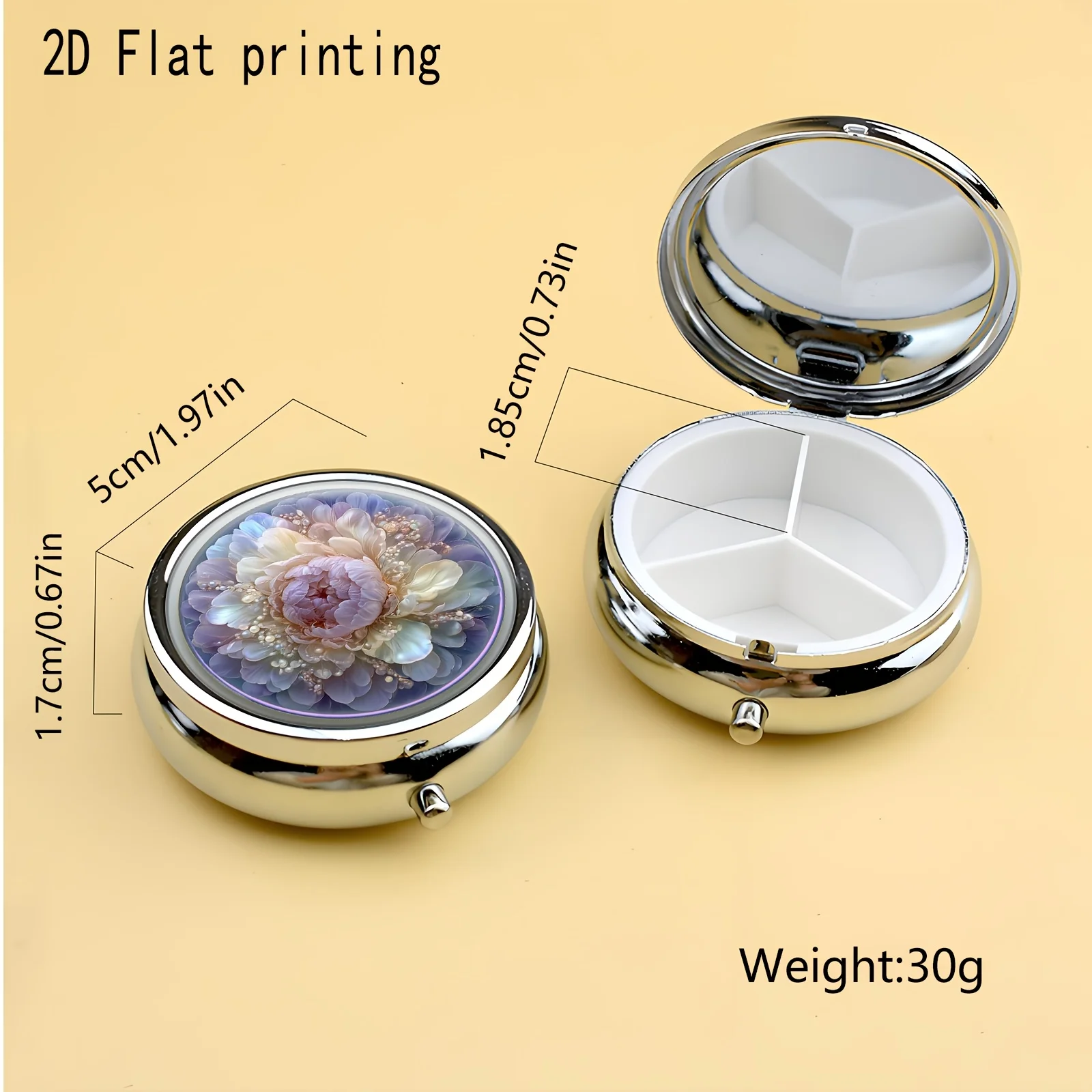 Cute Japanese-Style Cat and Kitten Butterfly Floral Soft Color Aesthetic Metal Pill Box, with 3 Compartments, Portable Travel Pill Box, Wallet Vitamin Storage Box, Elegant Girly Style Unique Gift Choice