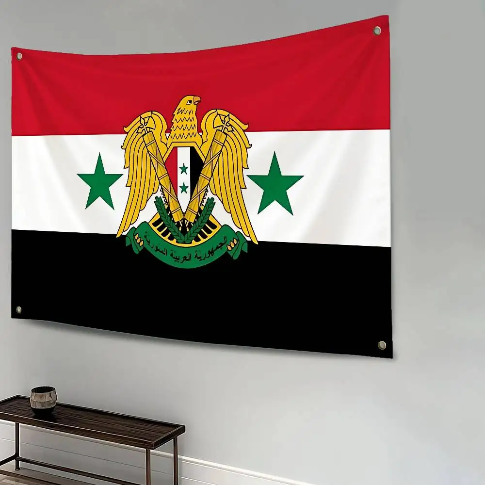 The Syrian Arab Republic Syrian Flag Polyester Printed Banner For Decor Tapestry Dorm Room Bedroom