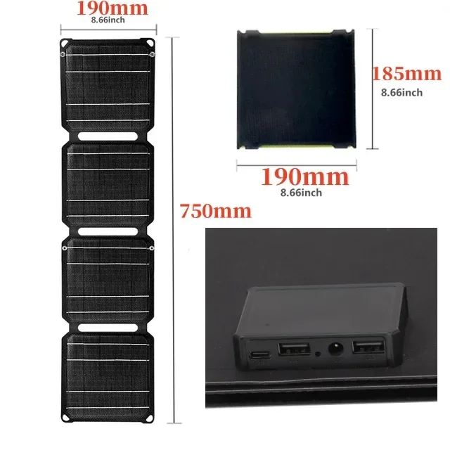 Imagem -06 - Carregador de Célula de Bateria de Carga Móvel Portátil ao ar Livre Solar 5v 40w Placa Painel Solar Banco de Telefone Energia 12v pd qc 3.0 para Usb a c