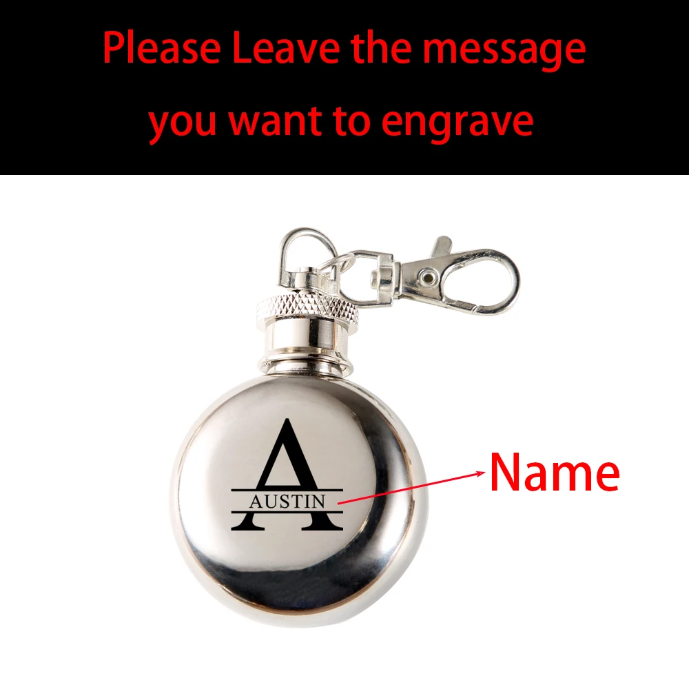 Personalized Engraved Name And Logo Flask Keychain Favor -  Best Man Gift - Party Gifts - Custom Wedding Gifts For Guests