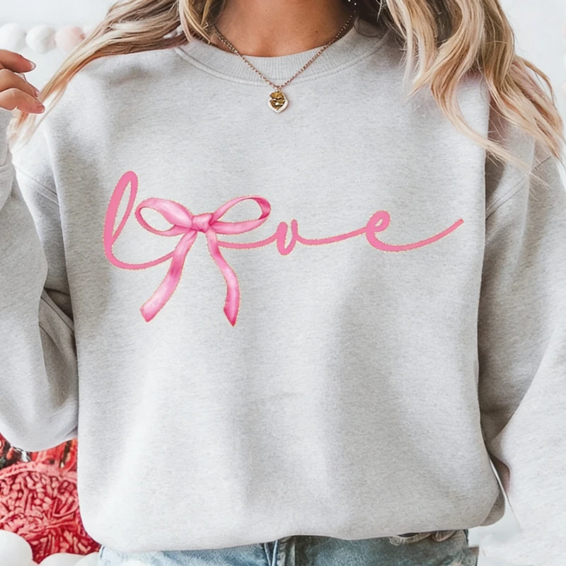 الحب التسامي عيد الحب Coquette القوس يوم تصاميم بسيطة Crewneck الحرارية هوديي الخريف والشتاء طويلة الأكمام البلوز
