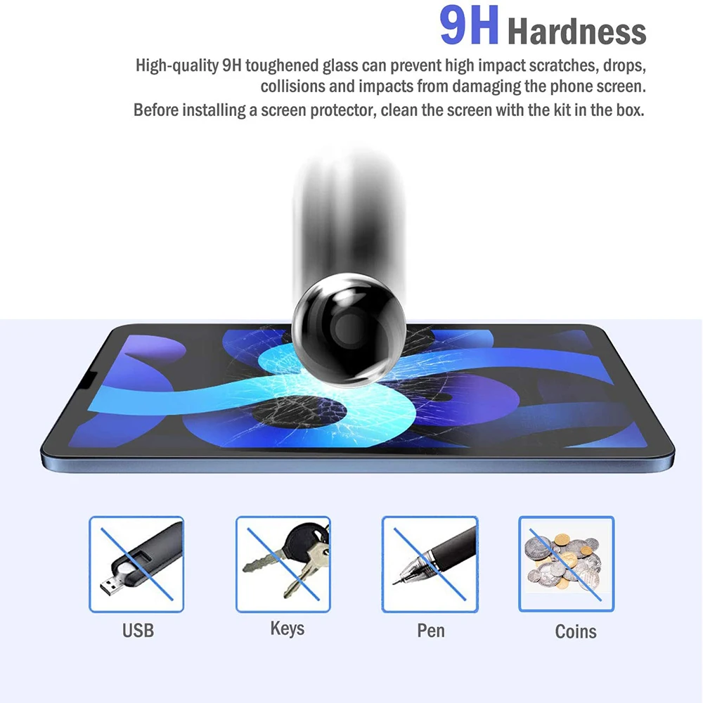 1Pcs Tempered Glass Screen Protector Cover For Apple Ipad Air 5 4 2022 Pro 11 2018 9.7 Inch Ipad 10.2 6th 5th Gen Tempered Film