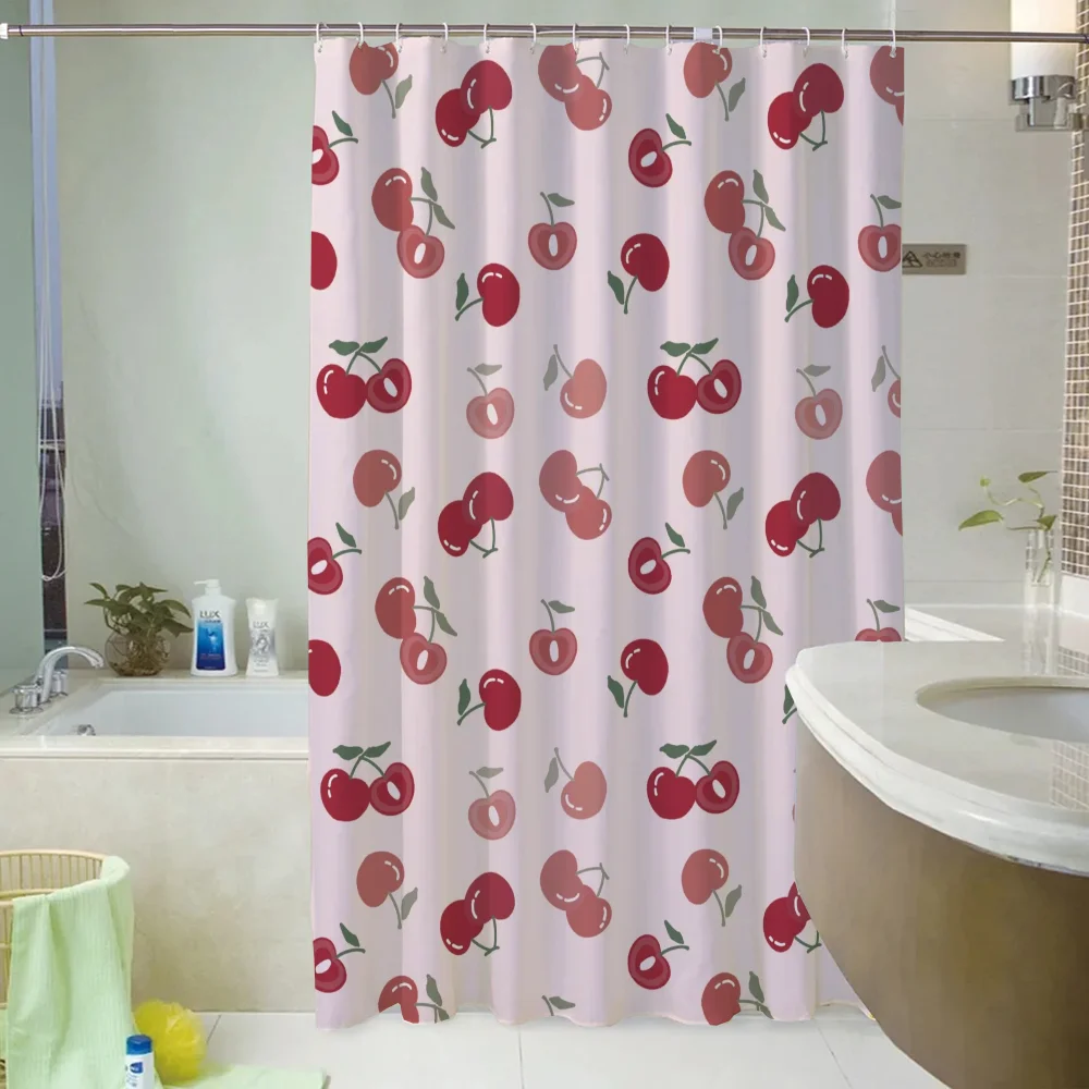 Little Cherry Things for the Bathroom Accessories Set Folding Partition Bath Curtain Shower Curtains Bedrooms Houses Rooms Home