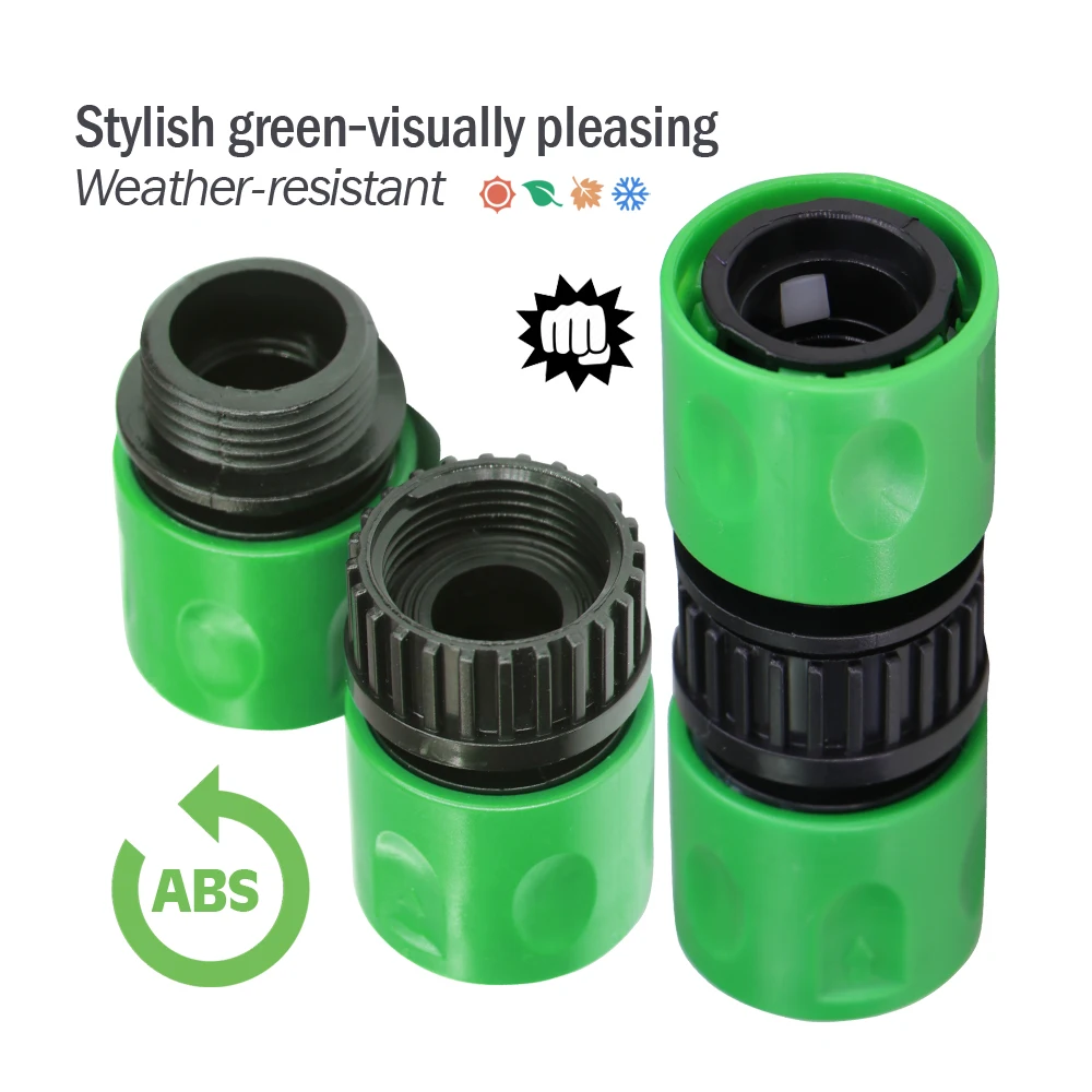 3/4'' ABS Garden Hose Connector Quick-Connect Leak-Proof Fittings for Watering Car Washing & Cleaning Male Female Thread Options