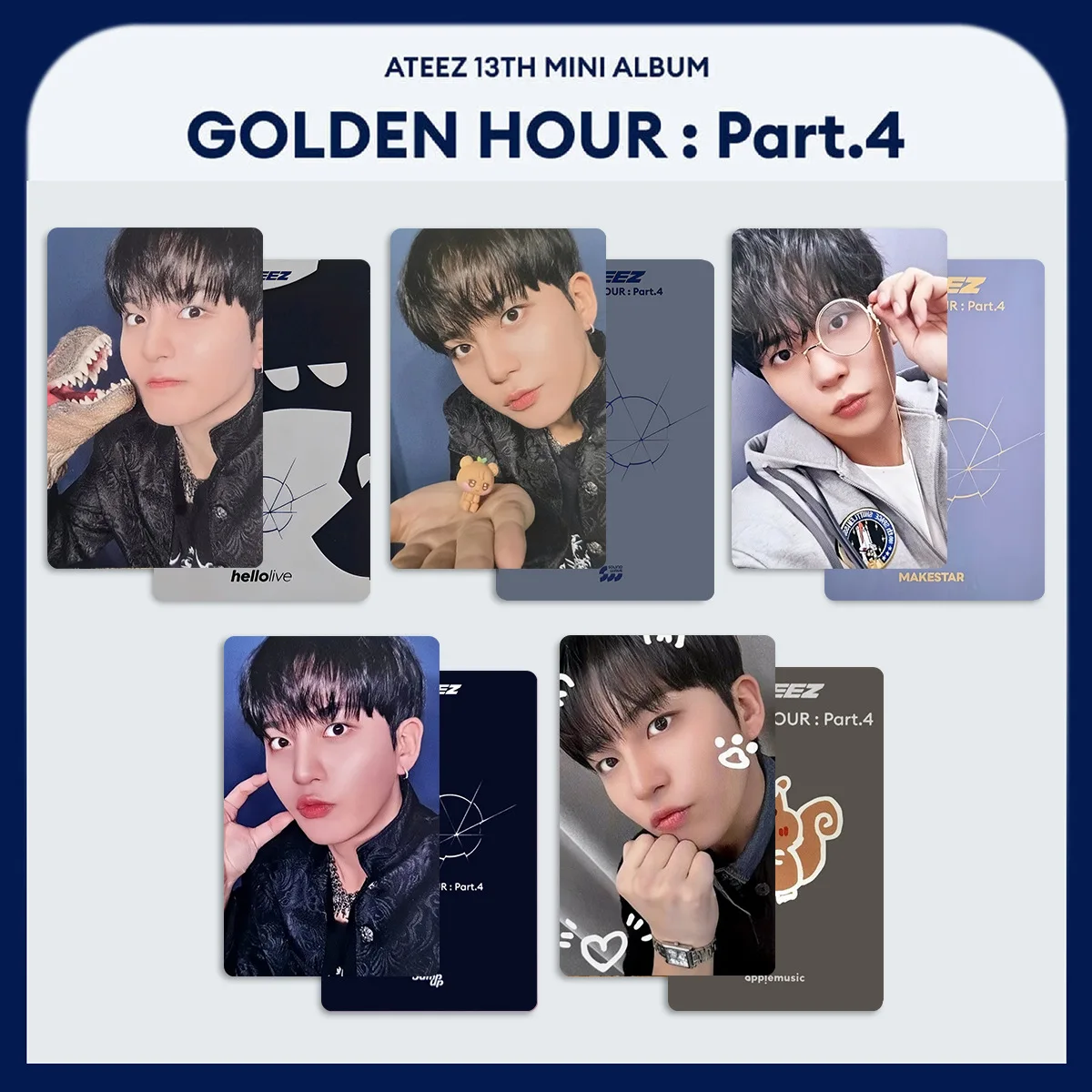 

5Pcs/Set ATEEZ Idol GOLDEN HOUR 4 Surrounding small cards Lomo Cards Yunho San Seonghwa Hongjoong Jongho HD Printd Photocards