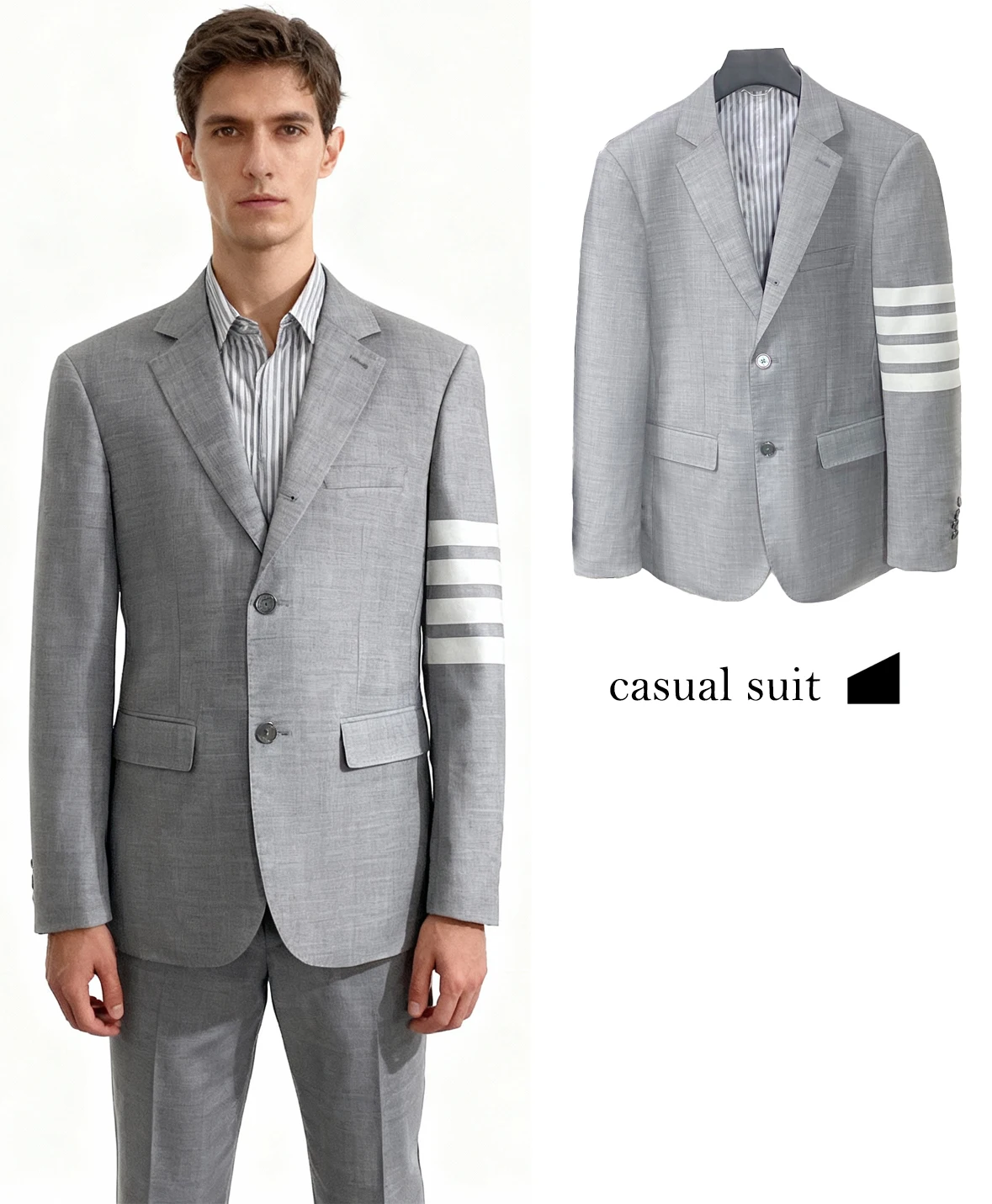 

FWRD Grey Striped Blazer Mens Stylish Casual Grey Striped Suit Jacket Gray Classic Striped Suit #FWRD0132