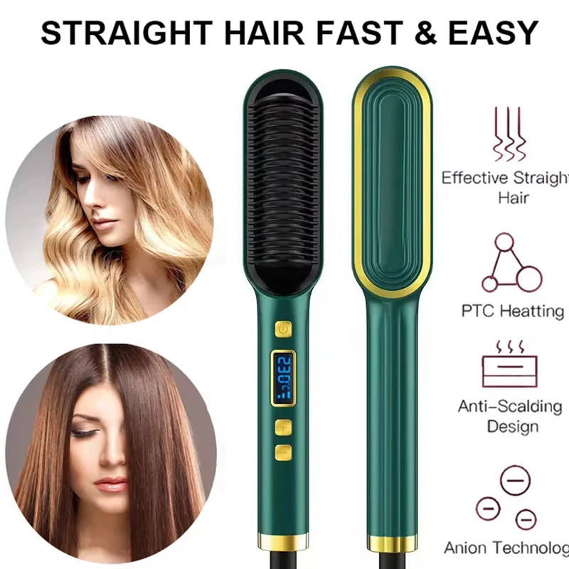 Straightening Curling Comb Wholesale for Cross-Border Direct Shipping Hair Curler Women Men Dry-Wet Dual-Use Straightener