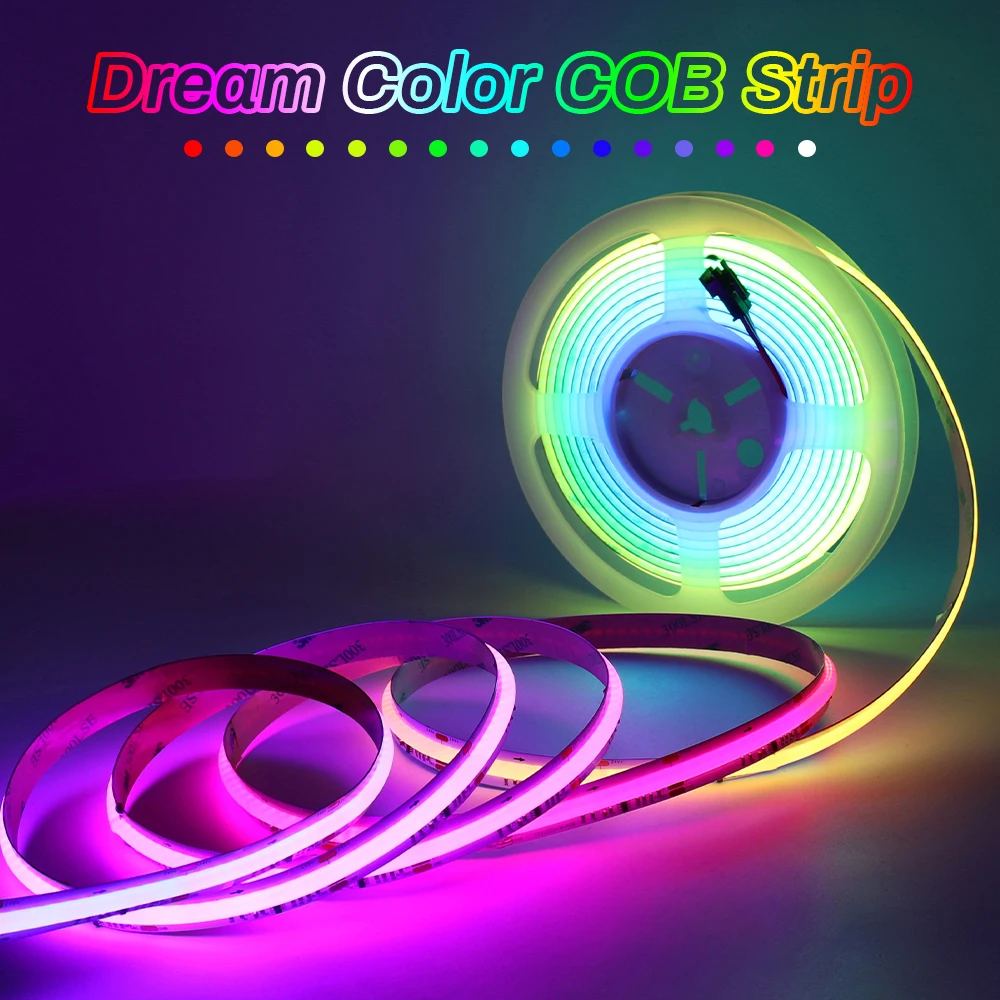 

Светодиодная лента RGBIC COB 12 В 24 В Адресная WS2811 Полоса света Full Dream Color Pixel Светодиодная лента Красочная для декора комнаты