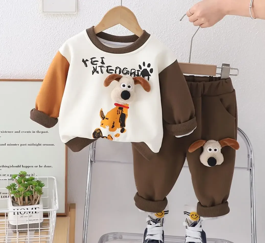 Korean Style Baby Boys Clothes Outfits 1 To 5 Years Kids Cartoon Casual Baseball  Jacket and Pants 2Pcs Set Children Girls Suit