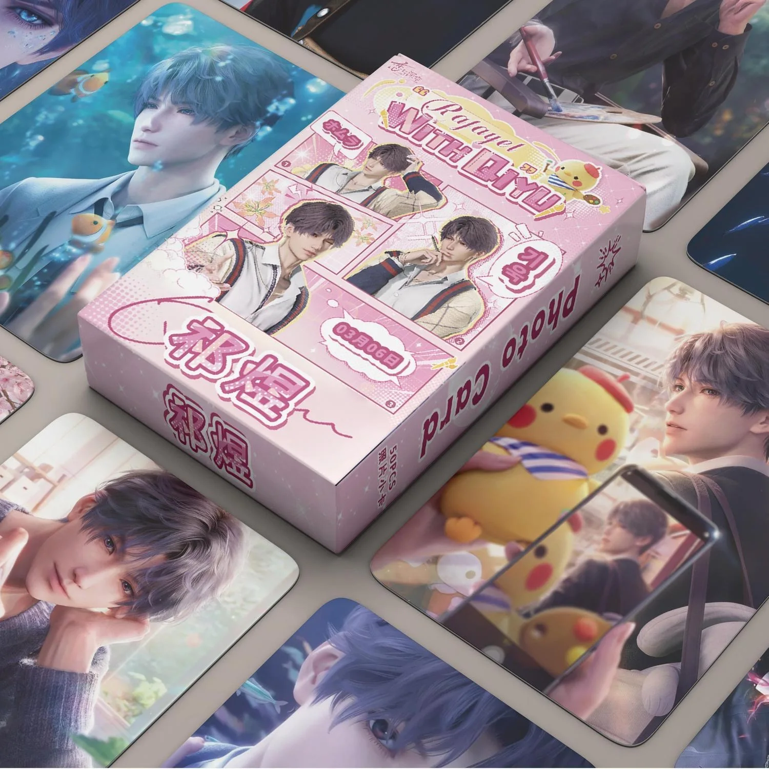 

50PCS Game Love And Deepspace Rafayel Laser Lomo Card - Qi Yu Personal Character HD Photocard Cosplay Gift