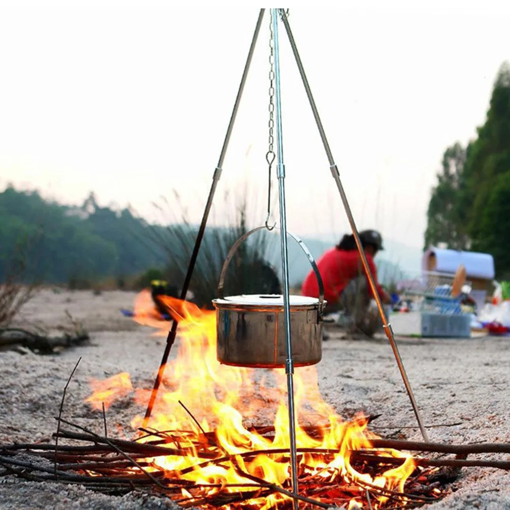 

Outdoor Camping Tripod Bonfire Triangle Bracket Pot Hanging Campfire Anti-skid Design