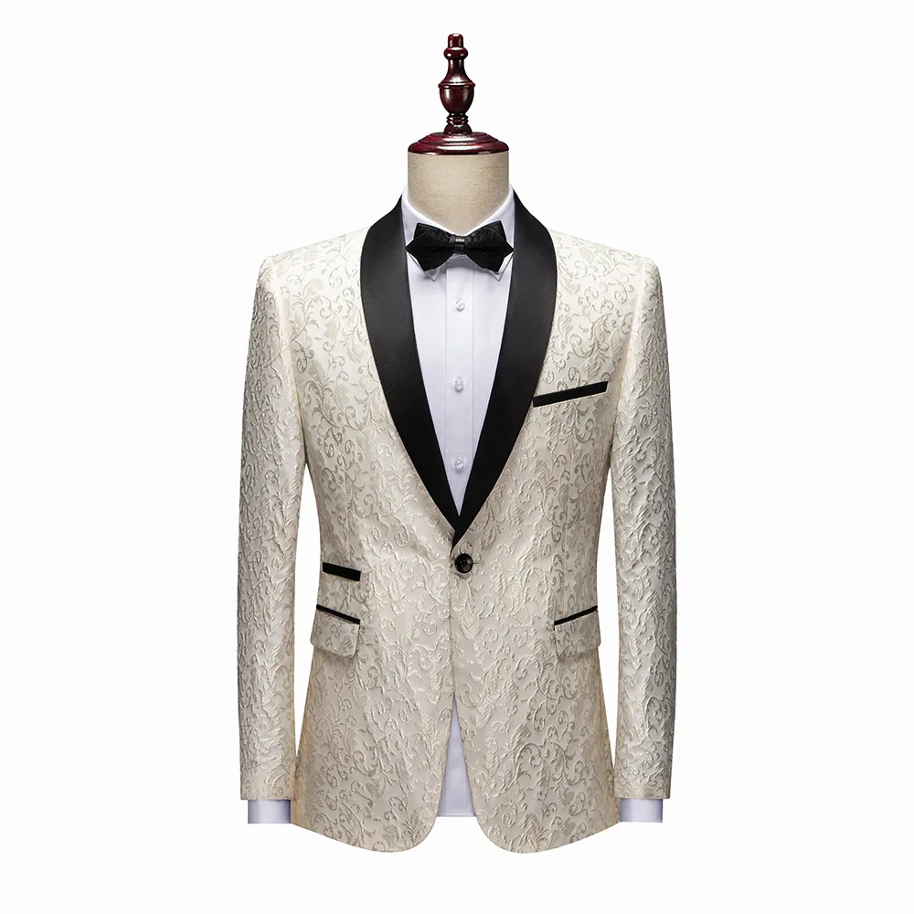 Traje de novio y padrino de boda P041 para hombre, vestido Jacquard, Chaqueta de traje de moda, un solo Oeste, Multicolor, Delgado, actuación en escenario, nueva