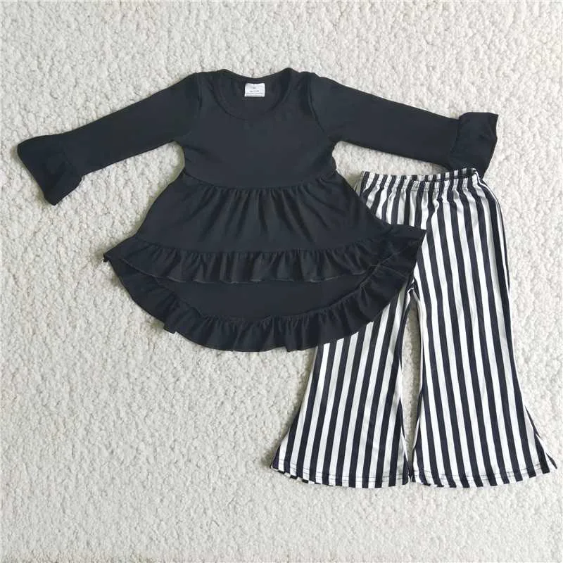 

Toddler Spring Arrival Kids Classic Black Striped Flared Pants Boutique wholesale Baby Girls Children Clothing Outfits