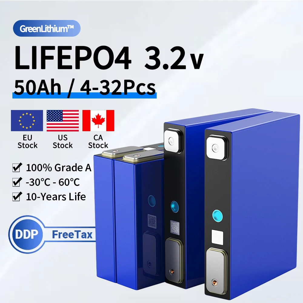 EU USA Stock 3.2V 50ah EVE BYD Gotion LiFePO4 Rechargeable battery DIY 12V 24V 48V for Electric car RV Solar Energy Golf Cart