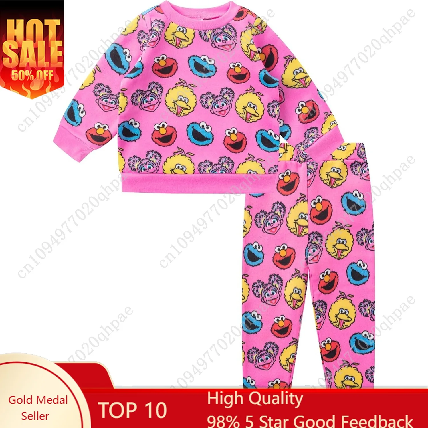 

Sesame Street Elmo, Cookie Monster, Big Bird and Abby Cadabby Girls Long Sleeve Shirt and Pants Set for Infant and Toddler
