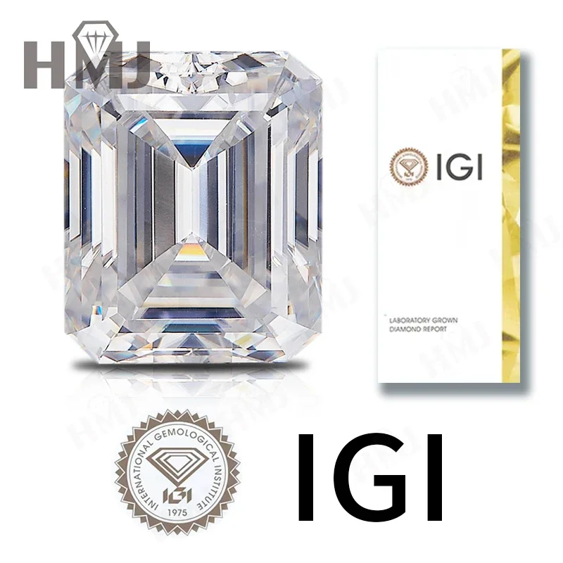 Lab Grown Loose Diamond  Emerald Cut VS1 VVS2 DEF Color VVS Clarity CVD IGI Certified Lab Diamond High Quality For Making Ring