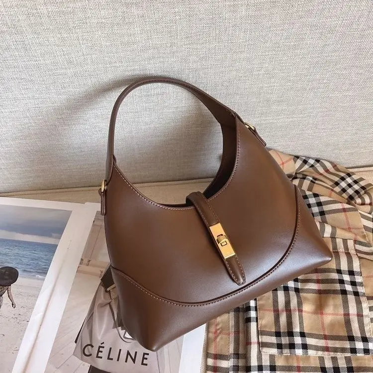 

Retro Color Blocking Metal Buckle Tote Bag Women Patchwork Large Capacity Shoulder Bag Women Versatile Commute Crossbody Bag New