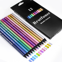 12 Color Metallic Colored Pencils Drawing Sketching Set Coloring Colour Pencils Brutfuner Profession Art Supplies For Artist