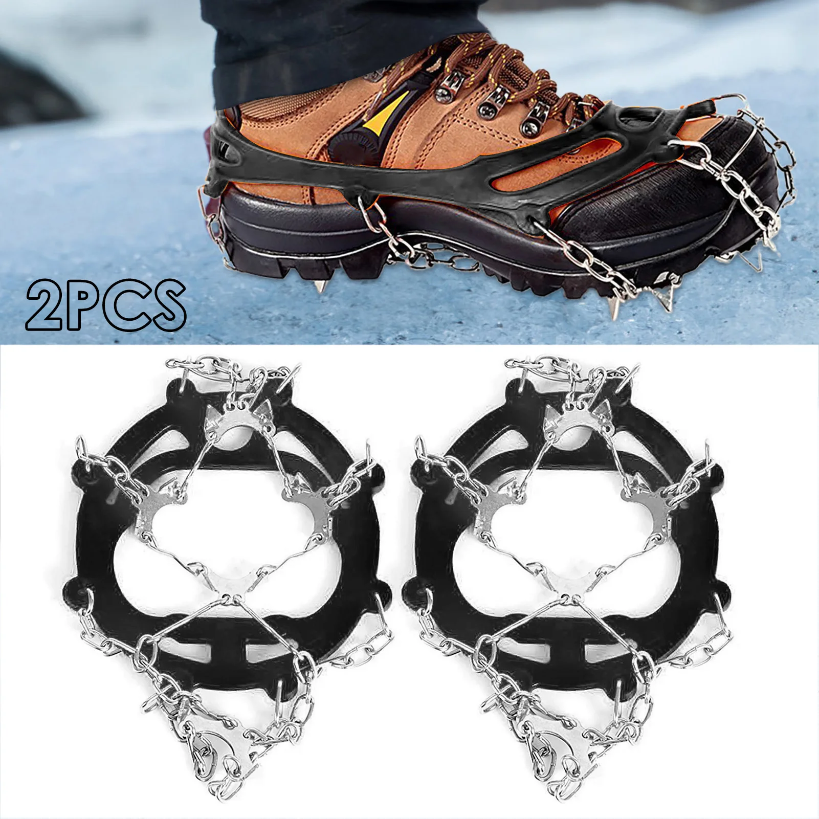 Ice Cleats กรงเล็บน้ําแข็งกันลื่นกลางแจ้ง, รองเท้าคลีน้ําแข็งแบบพกพาพร้อมกระเป๋าถือ, กรงเล็บน้ําแข็งที่สะดวกสบายสําหรับหญ้าเปียก