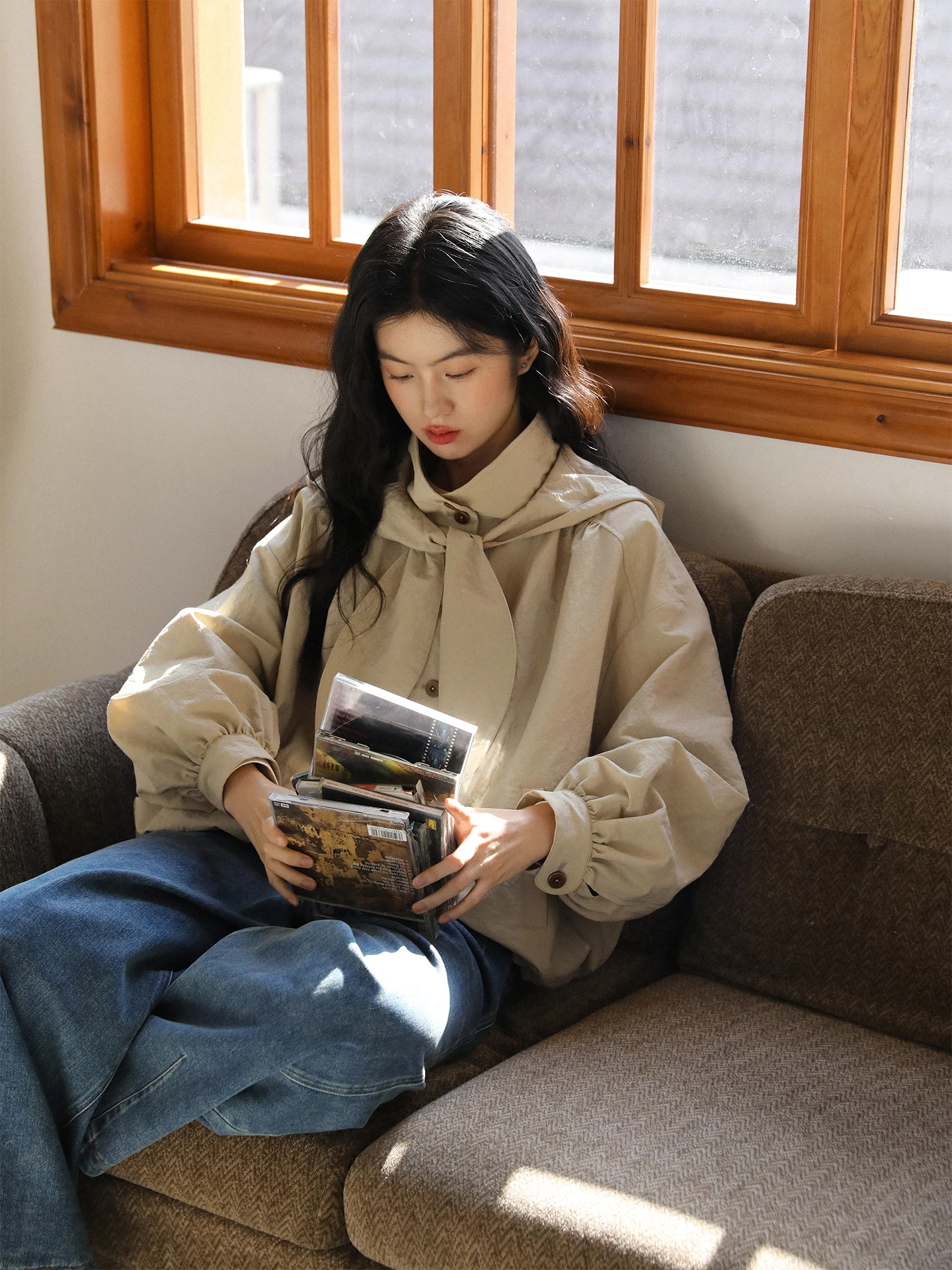 

Куртка Nesoulum с отстегивающимися ушками кролика, женская, свободного кроя, повседневная, весенняя, двусторонняя