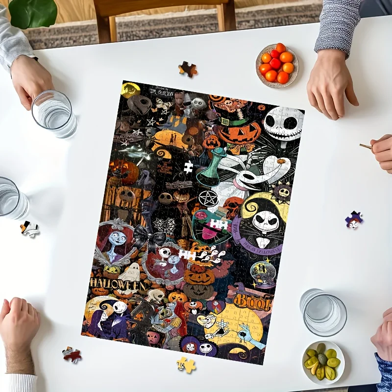1000피스 퍼즐 DIY 선물 크리스마스의 악몽 잭과 샐리 해골 제로 문 할로윈 선물 캐주얼 퍼즐 게임 룸 홈
