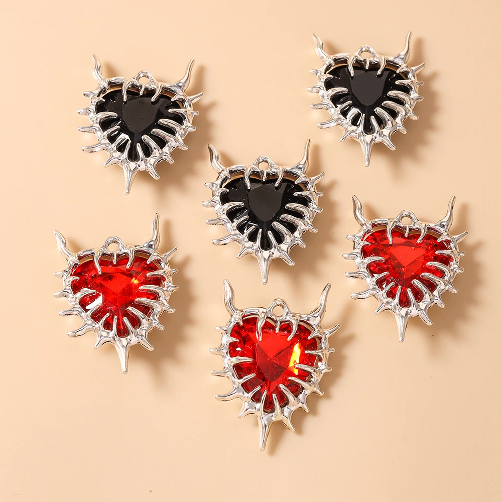 Leslie 5 Stück 24*33mm Steampunk Gothic Thorn Heart Charms Anhänger für Ohrringe Halskette Armband DIY Schmuck handgefertigtes Kunsthandwerk – Detail 4