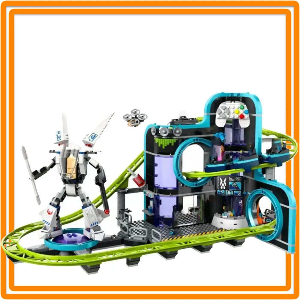 

986PCS MOC City Series Robot World Roller Coaster Amusement Park Building Blocks Kids Educational Toys Birthdays Gifts Set