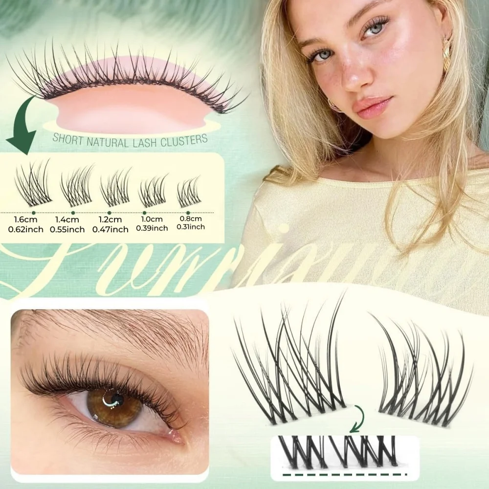 1 Box 140 Stück Wimpernbüschel-Set 8-12mm Natürliche Wimpernverlängerung Unsichtbares Band Wimpernbüschel Samt-Wimpernbüschel Ex – Detail 4